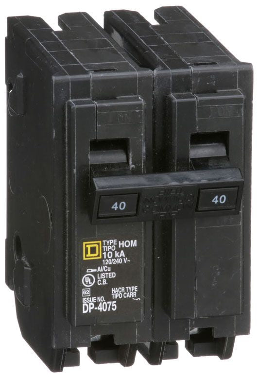 Square D Hom240 2 Pole Standard Trip Plug In Circuit Breakers - Front View
