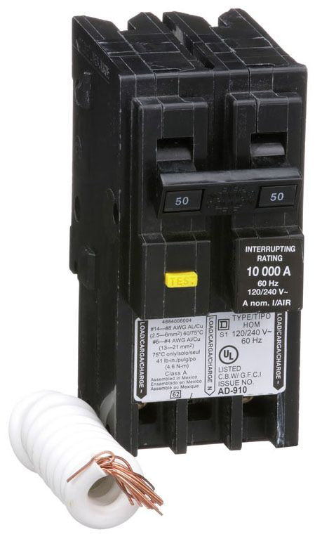 Square D Hom250Gfi 2 Pole Ground Fault Gfci Plug In Circuit Breakers - Front View