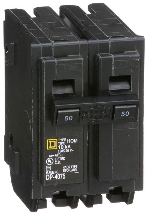 Square D Hom250 2 Pole Standard Trip Plug In Circuit Breakers - Front View