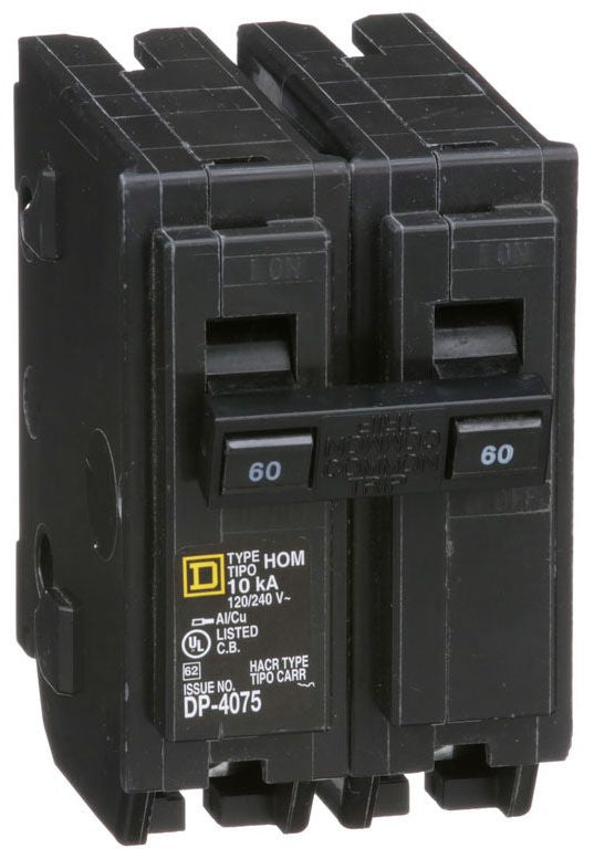 Square D Hom260 2 Pole Standard Trip Plug In Circuit Breakers - Front View