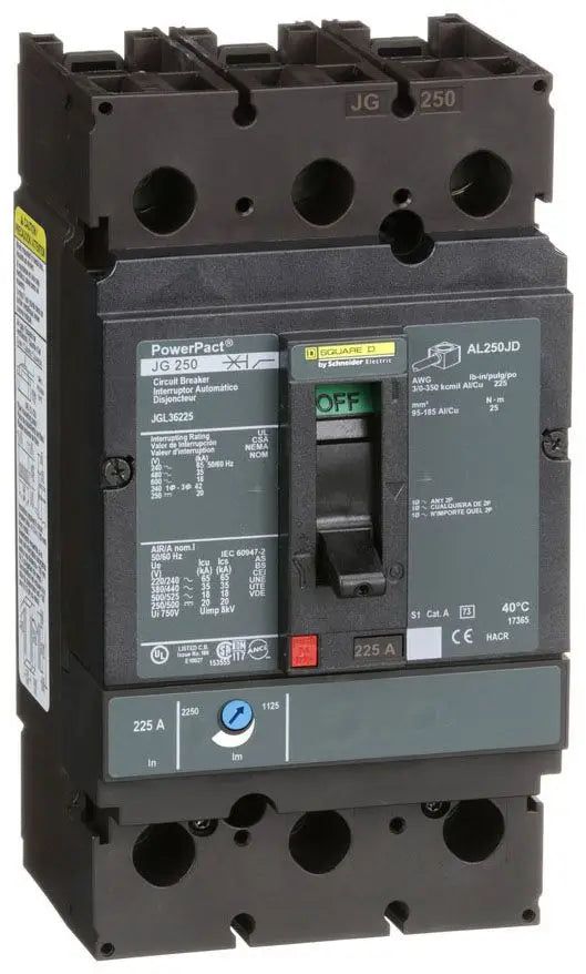 JGL36225 Square D 225A 3-Pole 600V I-Line Circuit Breaker