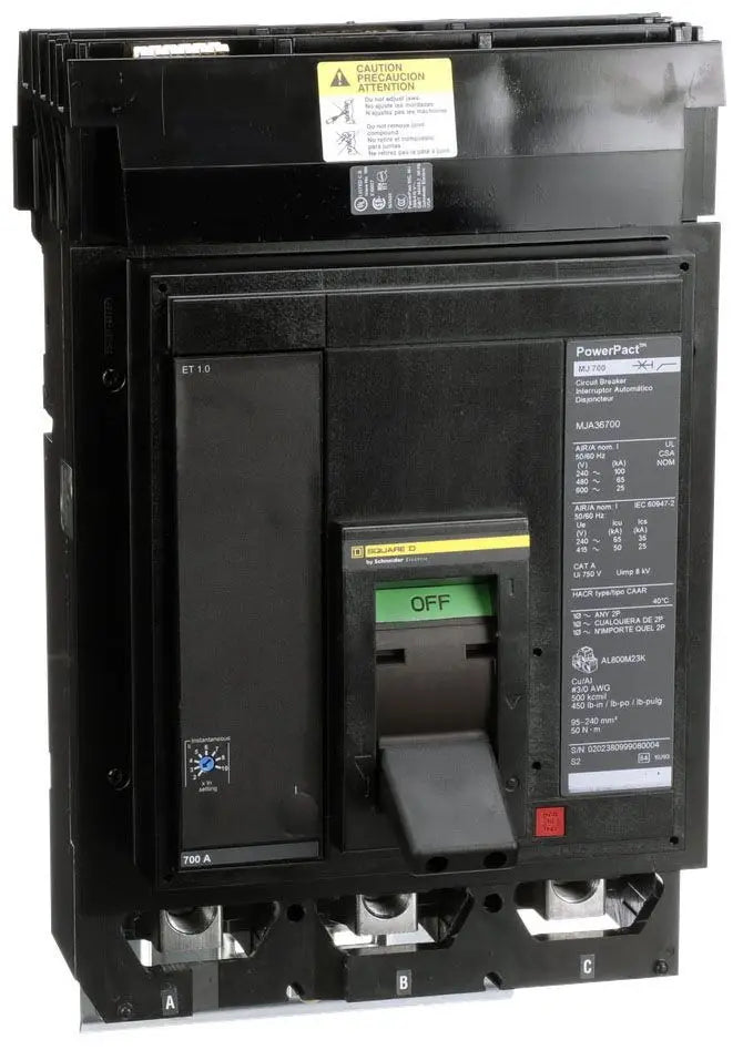 MJA36700 Square D 700A 3-Pole 600V I-Line Plug-In Circuit Breaker