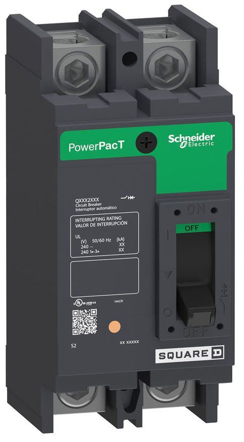 Square D Qdl22100 2 Pole Non Interchangeable Trip Thermal Magnetic Circuit Breakers - Front View