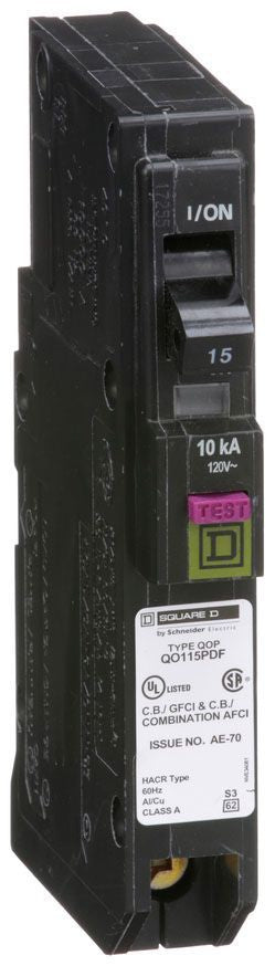 Square D Qo115Pdf 1 Pole Standard Trip Plug In Circuit Breakers - Front View