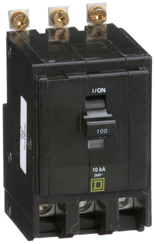Square D Qob3100 3 Pole Standard Trip Bolt On Circuit Breakers - Front View