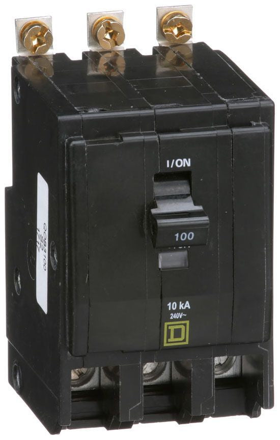 Square D Qob3100 3 Pole Standard Trip Bolt On Circuit Breakers - Front View