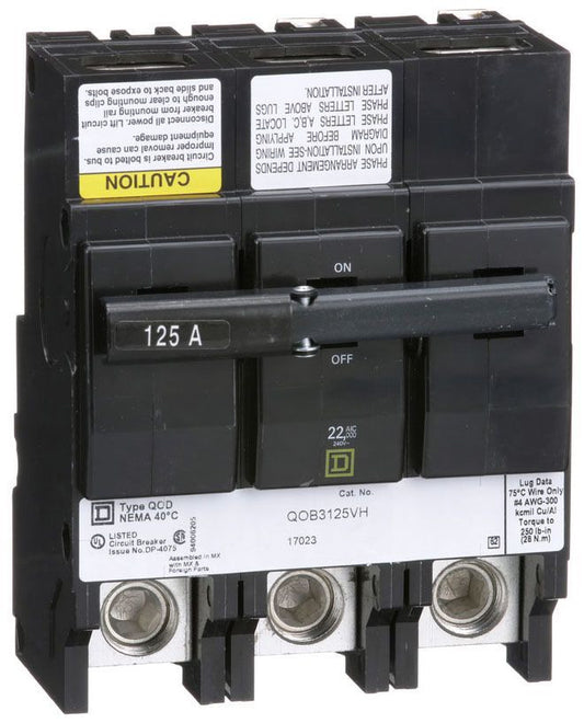 Square D Qob3125Vh 3 Pole Standard Trip Bolt On Circuit Breakers - Front View