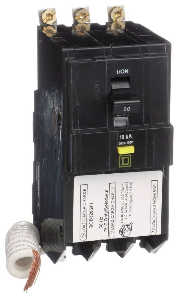 Square D Qob320Gfi 2 Pole Ground Fault Gfci Plug In Circuit Breakers - Front View