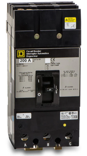 KH36200 - Square D - Molded Case Circuit Breaker I-Line Style Plug-In - 200 Amp - 3 Pole - 600 V