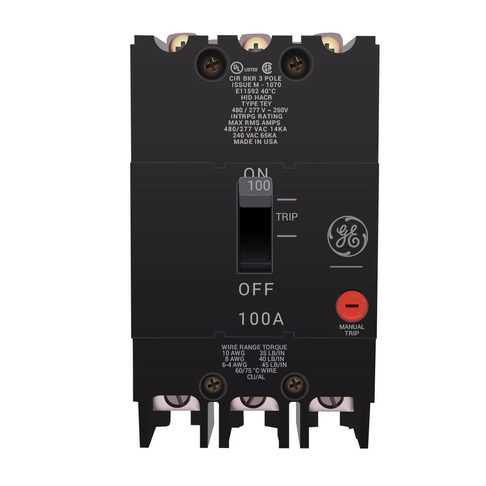TEY3100 - GE - Molded Case Circuit Breaker Bolt-On - 100 Amp - 3 Pole - 480 Volt