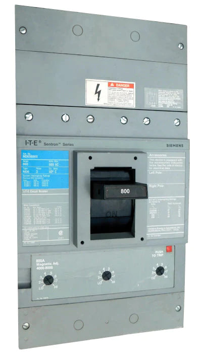 Nd63B800 Siemens Feed Thru 600V 800A 3 Pole Circuit Breaker 50Ka480V - Front View