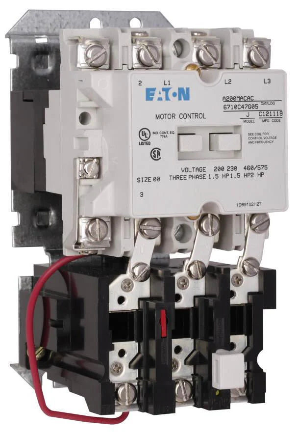 A200Macac Eaton Electric Motor Starter 9 Amp 3 Pole 600 Volt - Side View