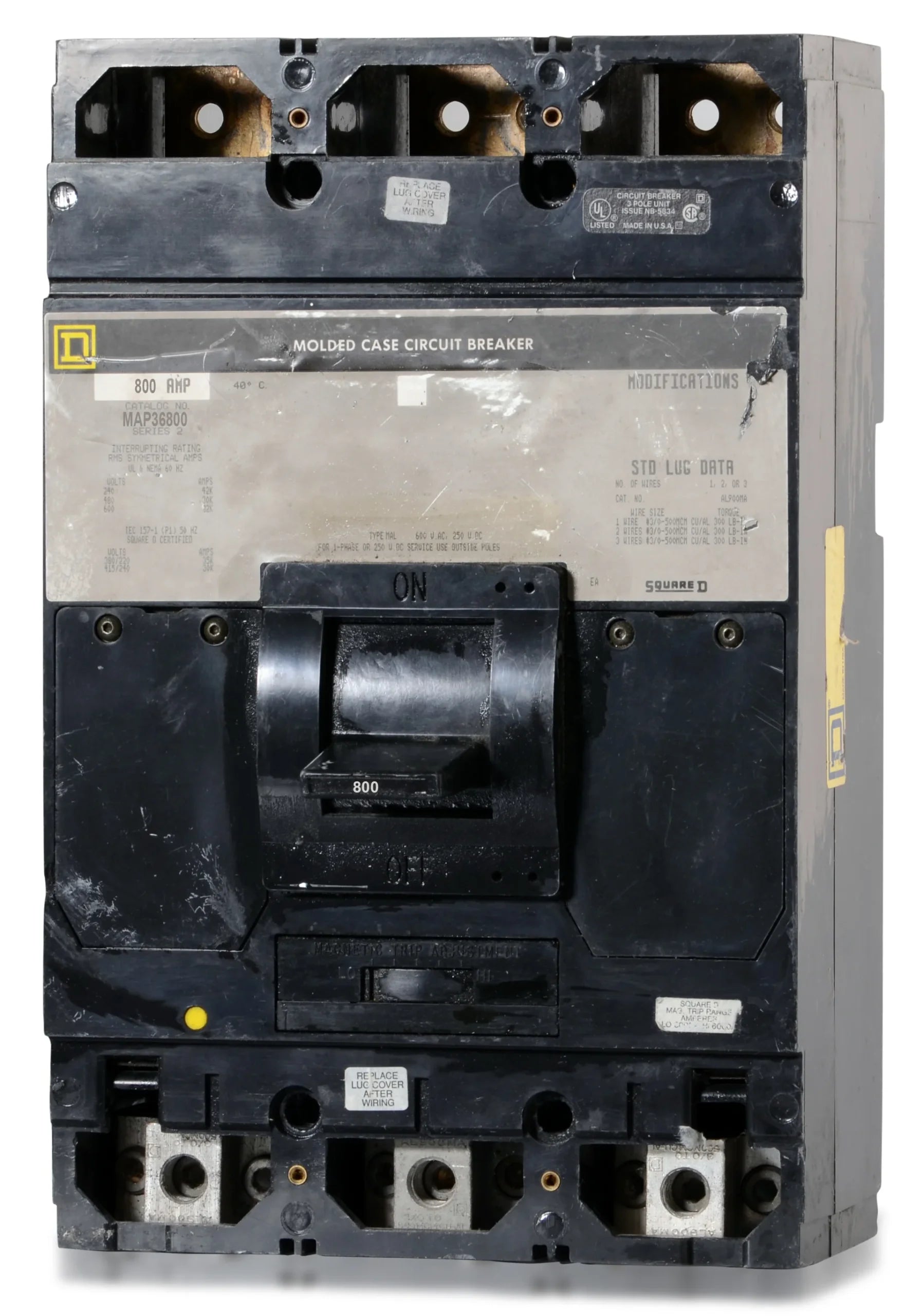 Map36800 Square D Bolt On 800 Amp 3 Pole Circuit Breaker - Front View