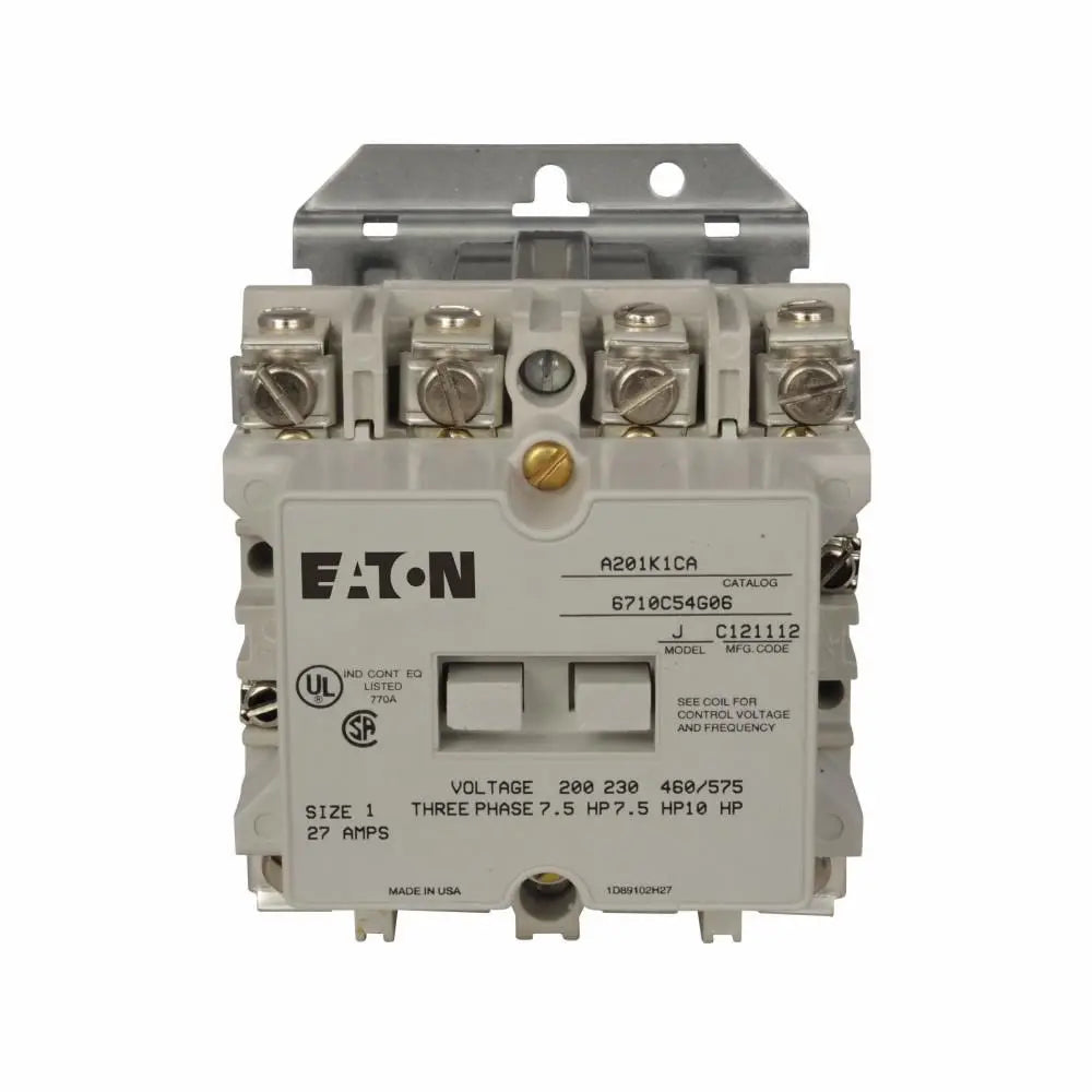 A201K1CA - Eaton - Magnetic Contactor 27 Amp - 3 Pole - 120 Volt