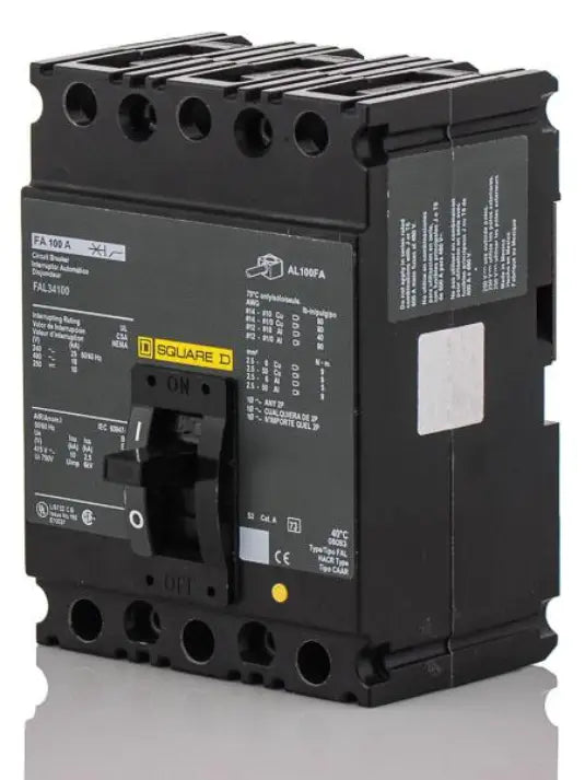 FAL34100 - Square D - Molded Case Circuit Breaker Feed-Thru - 100 Amp - 3 Pole - 480 Volt