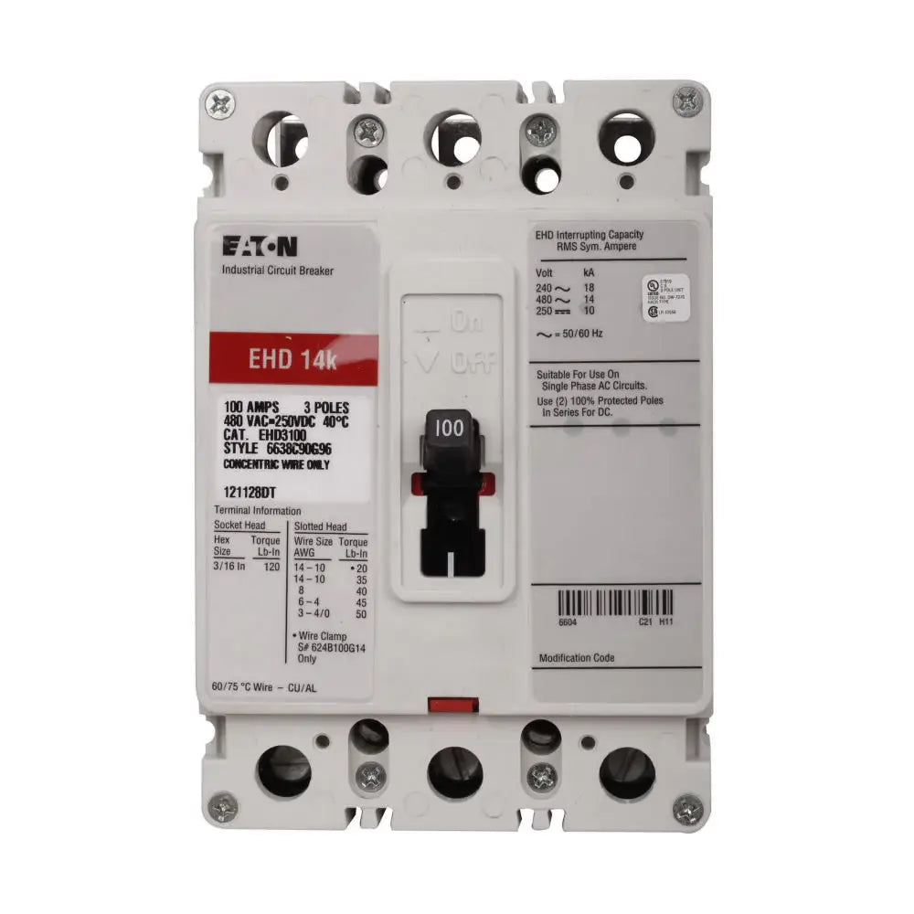 Westinghouse EHB3050 3-Pole 50A Bolt-On Circuit Breaker 480V