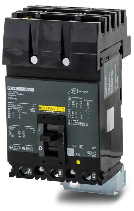 Square D FA34100 3-Pole 100A I-Line Plug-In Circuit Breaker 480V