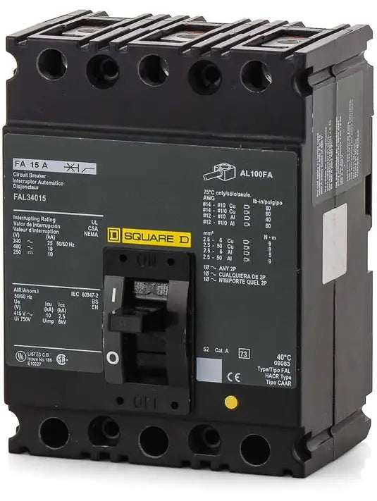 FAL34015 - Square D - Molded Case Circuit Breaker Feed-Thru - 15 Amp - 3 Pole - 480 Volt