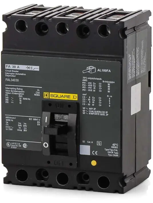 FAL34035 - Square D - Molded Case Circuit Breaker Feed-Thru - 35 Amp - 3 Pole - 480 Volt