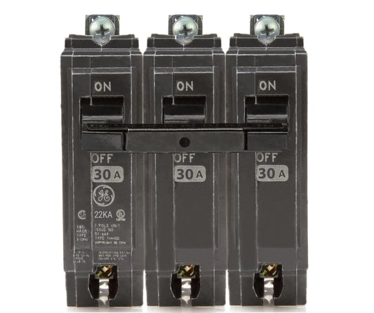 Ge Thhqb32025 3 Pole Standard Trip Bolt On Circuit Breakers - Front View