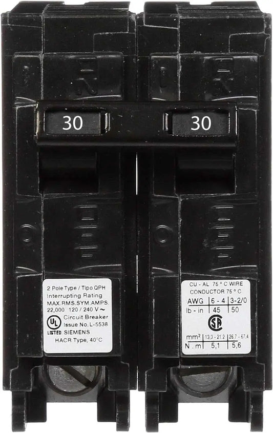 Q230H - Siemens - 30 Amp 22kA Circuit Breaker Plug-In - 30 Amp - 2 Pole - 240 Volt