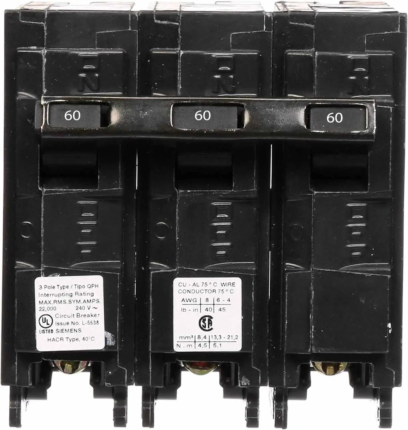 Q360H - Siemens - 60 Amp 22kA Circuit Breaker Plug-In - 60 Amp - 3 Pole - 240 Volt
