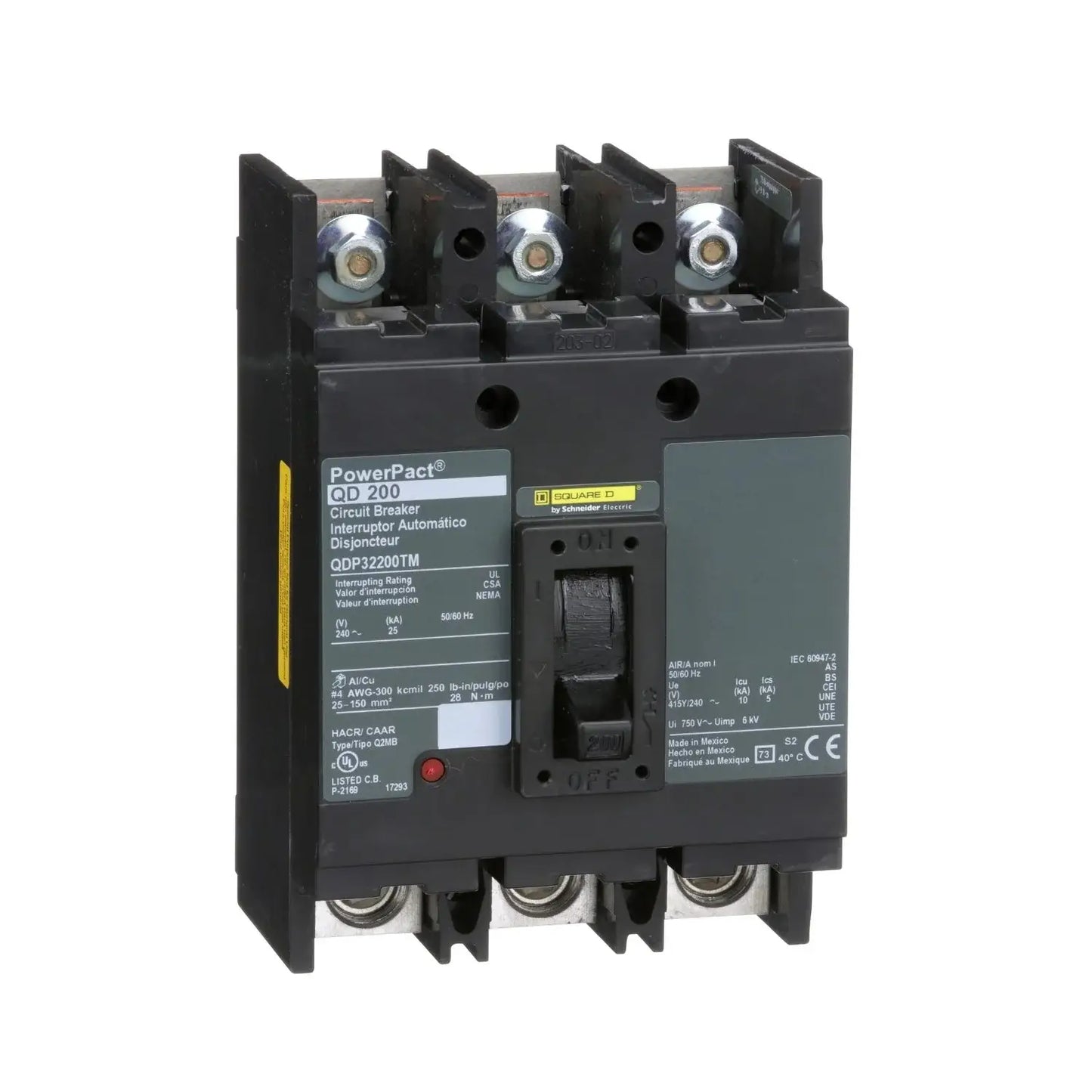 QDP32200TM - Square D - Molded Case Circuit Breaker Bolt-On - 200 Amp - 3 Pole - 240 Volt