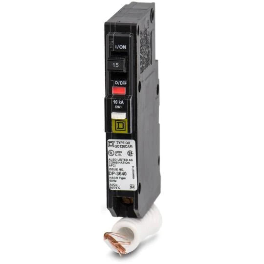 Qo115Cafi Square D 15 Amp Single Pole Arc Fault Afci Circuit Breaker 2 - Front View