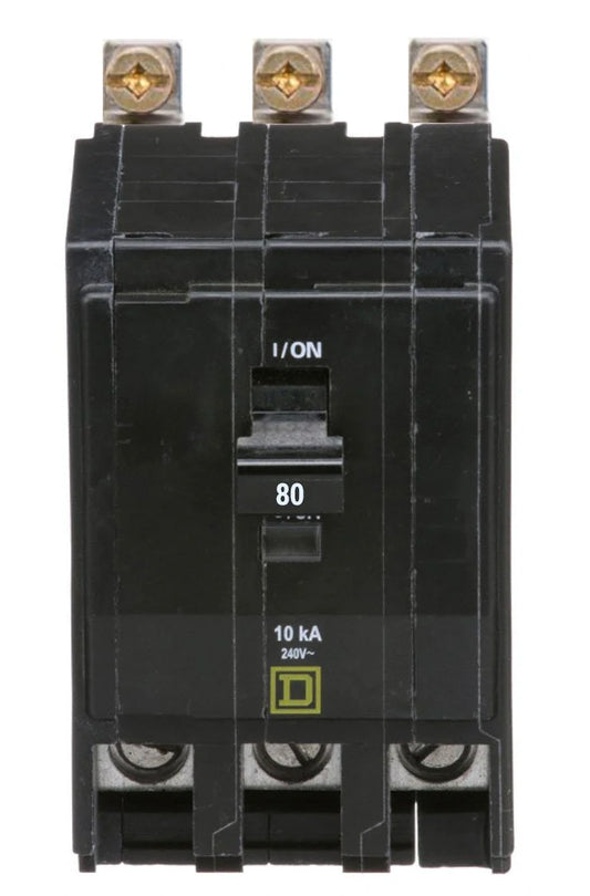 QOB380 - Square D - 80 Amp Circuit Breaker Bolt-On - 80 Amp - 3 Pole - 240 Volt