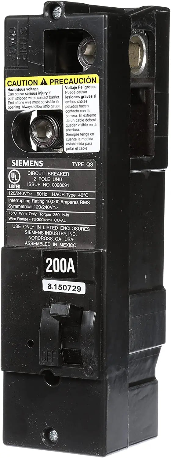 QS2200 - Siemens - Molded Case Circuit Breaker Plug-In - 200 Amp - 2 Pole - 240 Volt