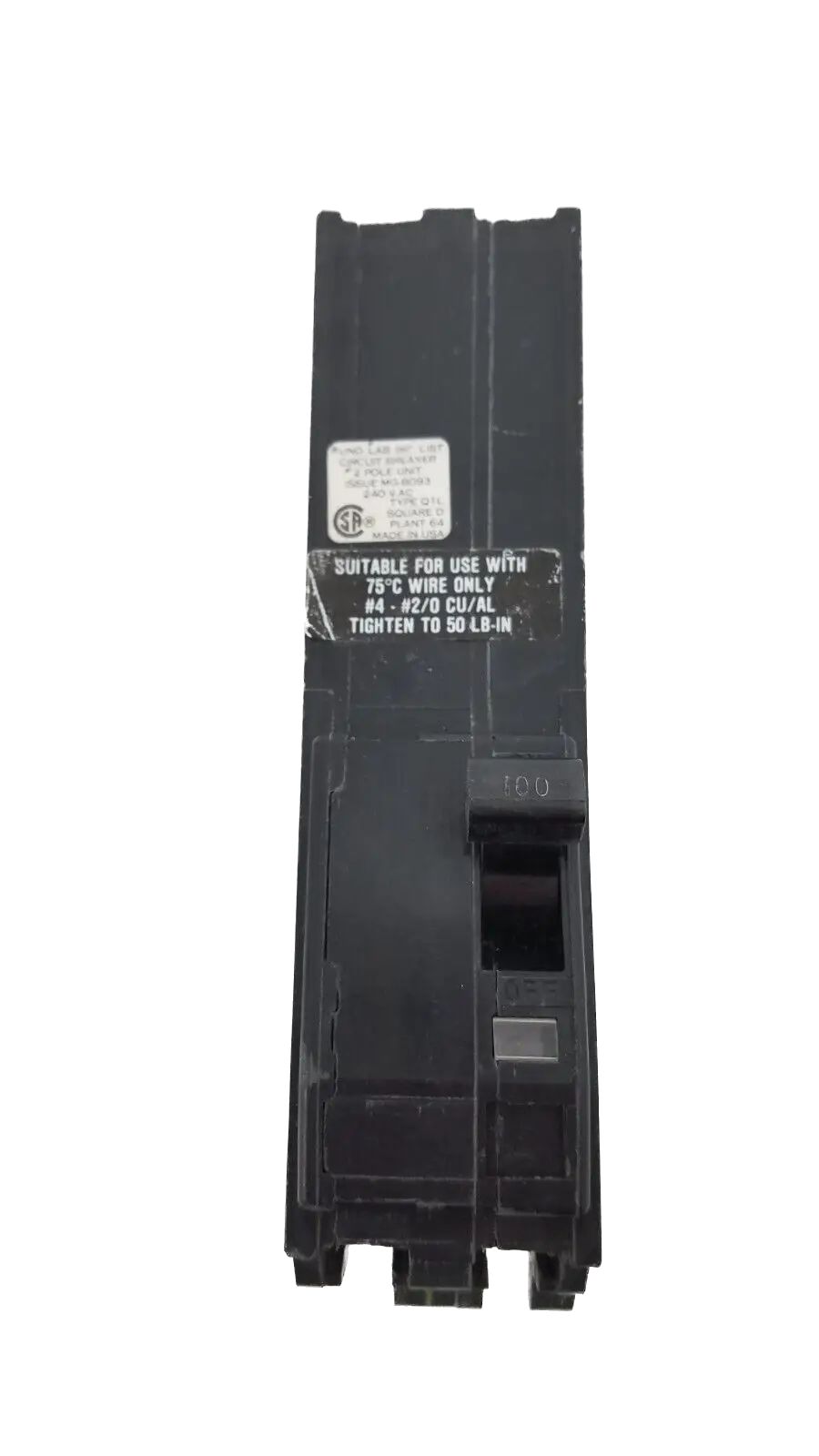Q1L2100 - Square D Feed-Thru 240V 100A 2 pole circuit breaker 10kA