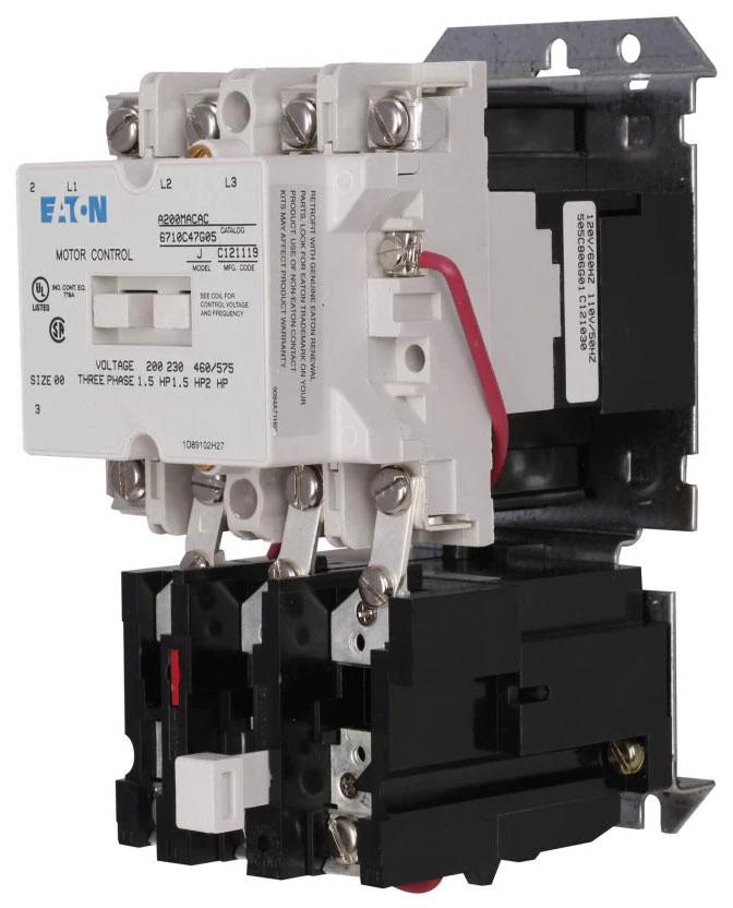 A200Macac Eaton Electric Motor Starter 9 Amp 3 Pole 600 Volt - Detail View