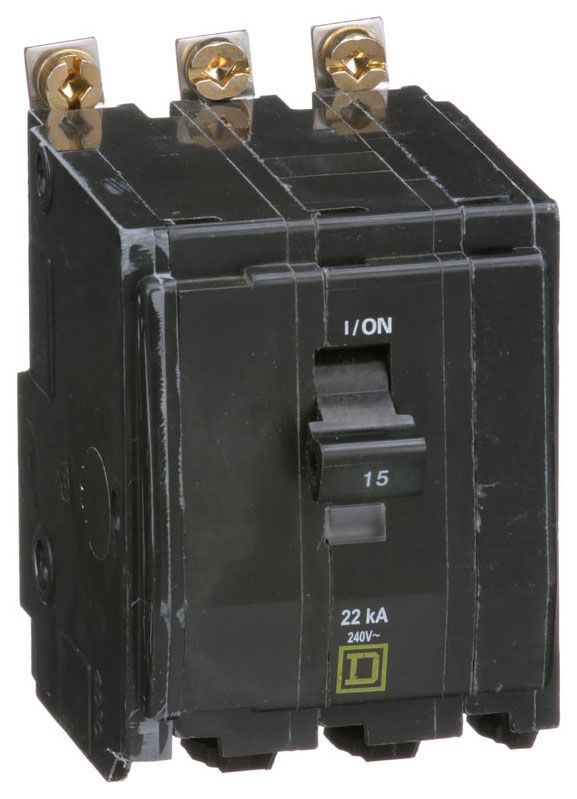 QOB315VH Square D 15 Amp 22kA Circuit Breaker BoltOn 15 Amp 3
