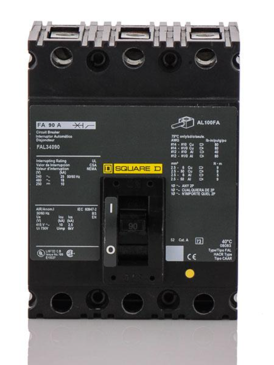 FAL34090 Square D Molded Case Circuit Breaker FeedThru 90 Amp