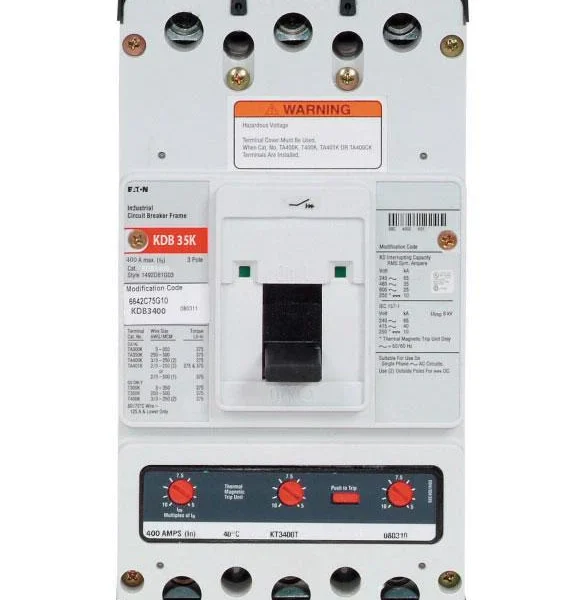 KDB3400 - Eaton - Molded Case Circuit Breaker Feed-Thru - 400 Amp - 3 Pole - 600 Volt
