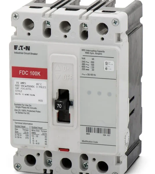 FDC3070L - Eaton - MoldedCase Circuit Breakers Feed Thru - 60 Amp - 3 Pole - 600 Volt
