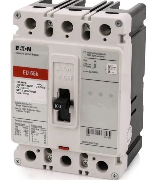 ED3100L - Eaton - Molded Case Circuit Breaker Feed Thru - 100 Amp - 3 Pole - 240 Volt
