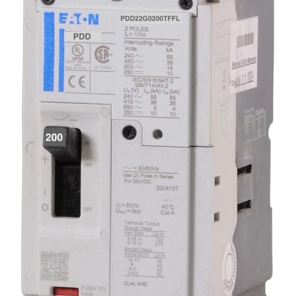 PDD22G0200TFFL Frame 2, Two Pole, 200A, 65kA/240V