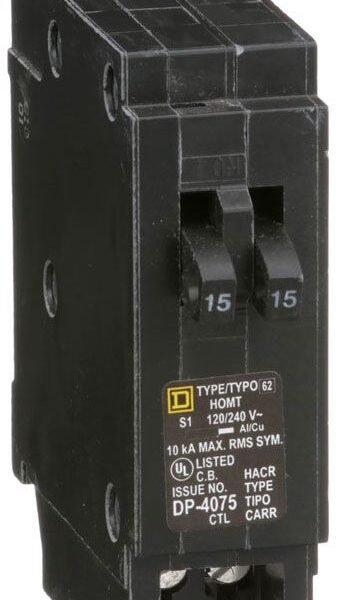 HOMT1515 - Square D Homeline - Tandem Circuit Breaker Plug-In - 15/15 Amp - 1 Pole - 120 Volt