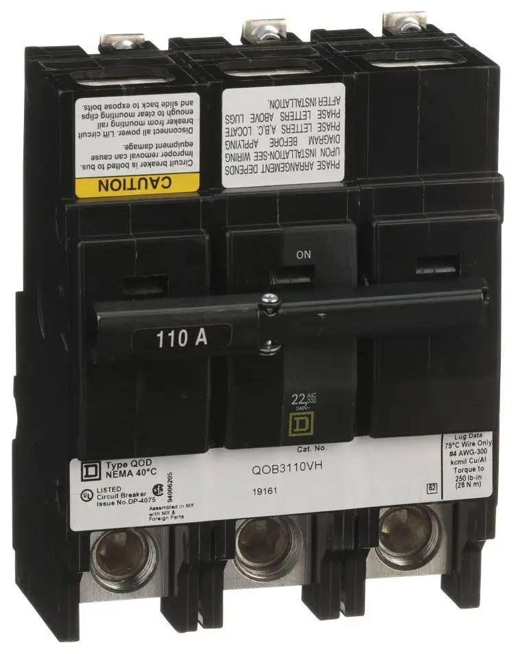 SchneiderElectric_QOB3110VH QOB3110VH - Square D - 110 Amp 22kA Circuit Breaker Bolt-On - 110 Amp - 3 Pole - 240 Volt - Image 1