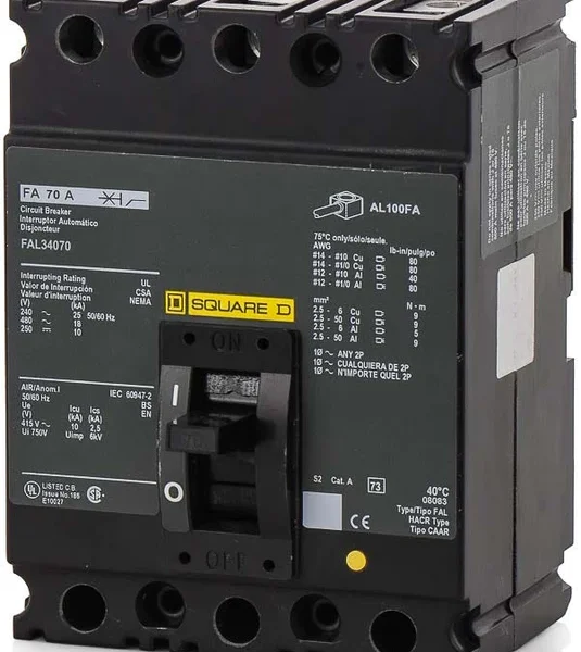 FAL34070 - Square D - Molded Case Circuit Breaker Feed-Thru - 70 Amp - 3 Pole - 480 Volt