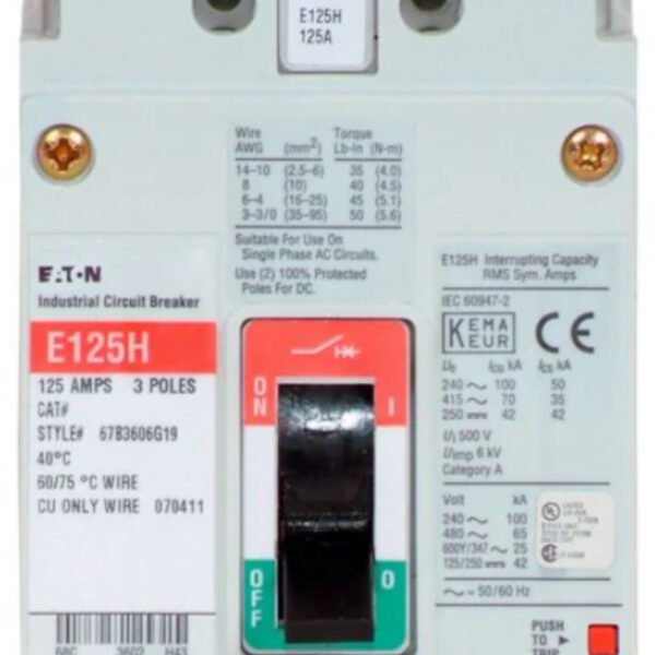 EGS3100AFG - Eaton - Molded Case Circuit Breaker Feed Thru - 100 Amp - 3 Pole - 600 Volt