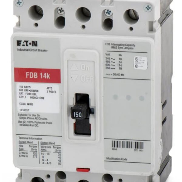 FDB3150 - Eaton - Molded Case Circuit Breaker Bolt-On - 150 Amp - 3 Pole - 600 Volt