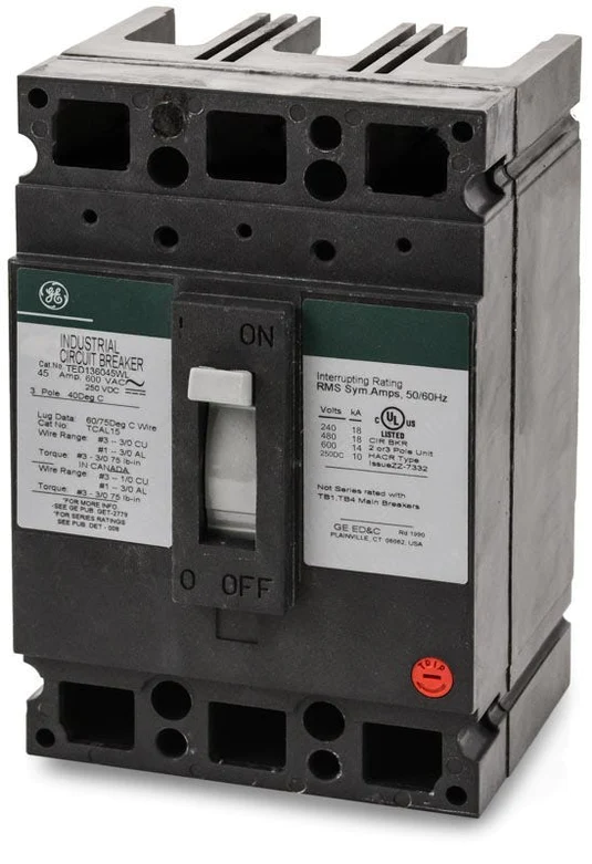 ted136045wl_a0d80867-cb7d-47f6-9055-bac52a20328d TED136045WL - GE - Molded Case Circuit Breaker Feed-Thru - 45 Amp - 3 Pole - 600 Volt - Image 1